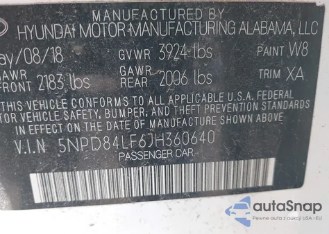 2018 Hyundai Elantra Sel из США, поврежденный, VIN 5NPD84LF6JH360640